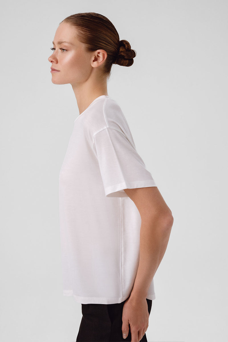 Ecru Bike Neck Basic Women's T-Shirt