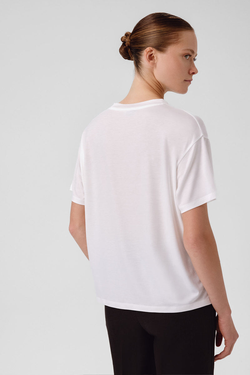Ecru Bike Neck Basic Women's T-Shirt