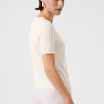 Ecru Bike Neck Short Sleeve Women's Sweater