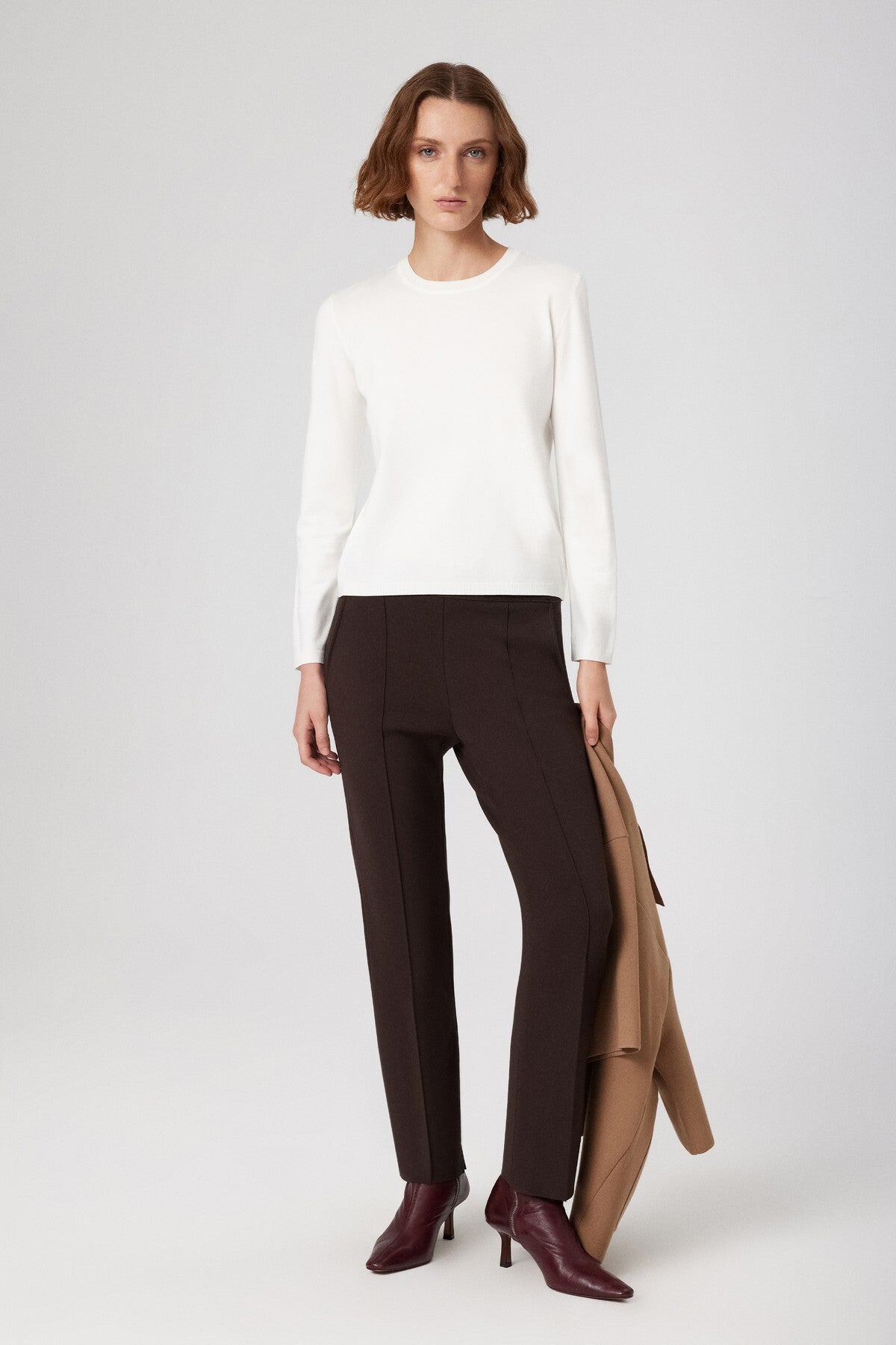 Ecru Bike Neck Knit Women's T-Shirt