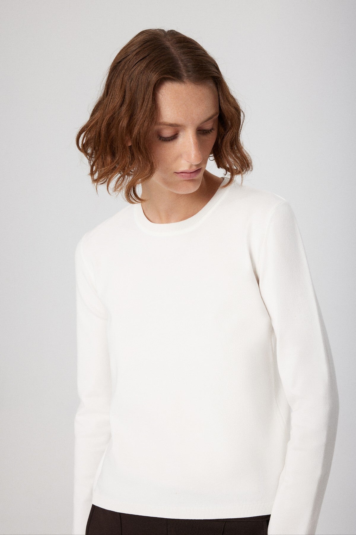 Ecru Bike Neck Knit Women's T-Shirt