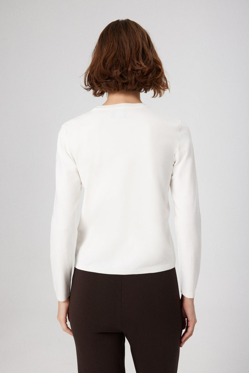 Ecru Bike Neck Knit Women's T-Shirt