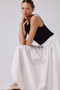 Ecru Pocket Detailed Long Skirt