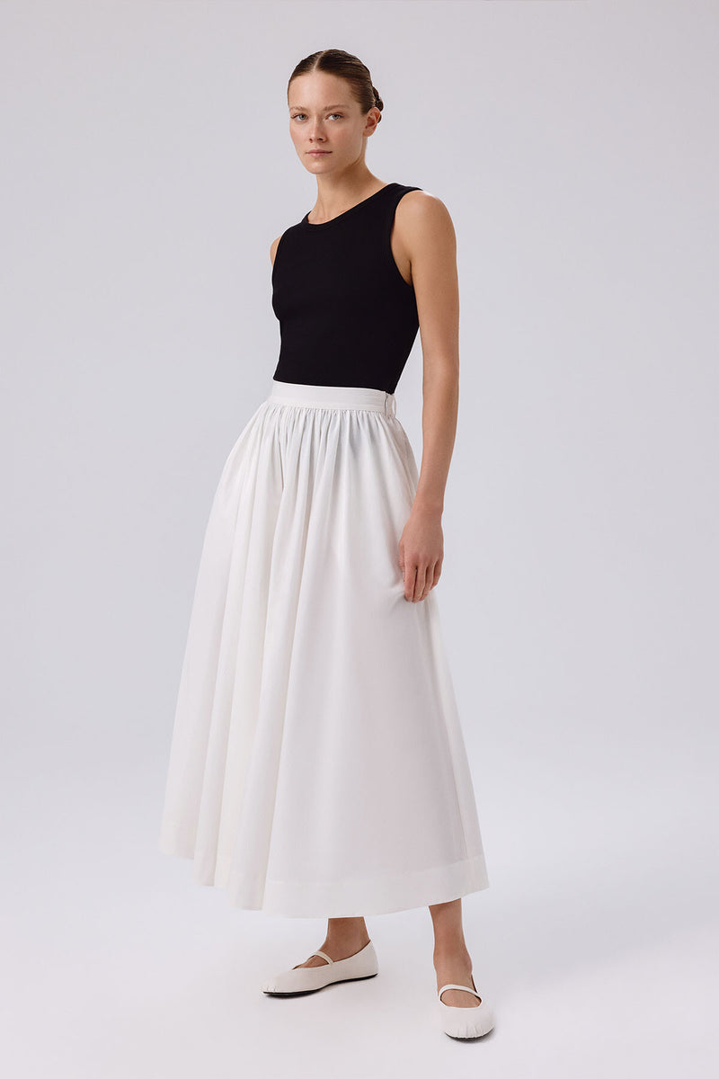 Ecru Pocket Detailed Long Skirt