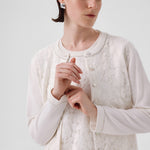 Ecru Lace-Detailed Buttoned Women's Cardigan