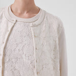 Ecru Lace-Detailed Buttoned Women's Cardigan