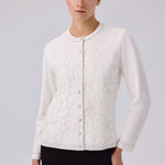 Ecru Lace-Detailed Buttoned Women's Cardigan