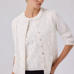 Ecru Lace-Detailed Buttoned Women's Cardigan