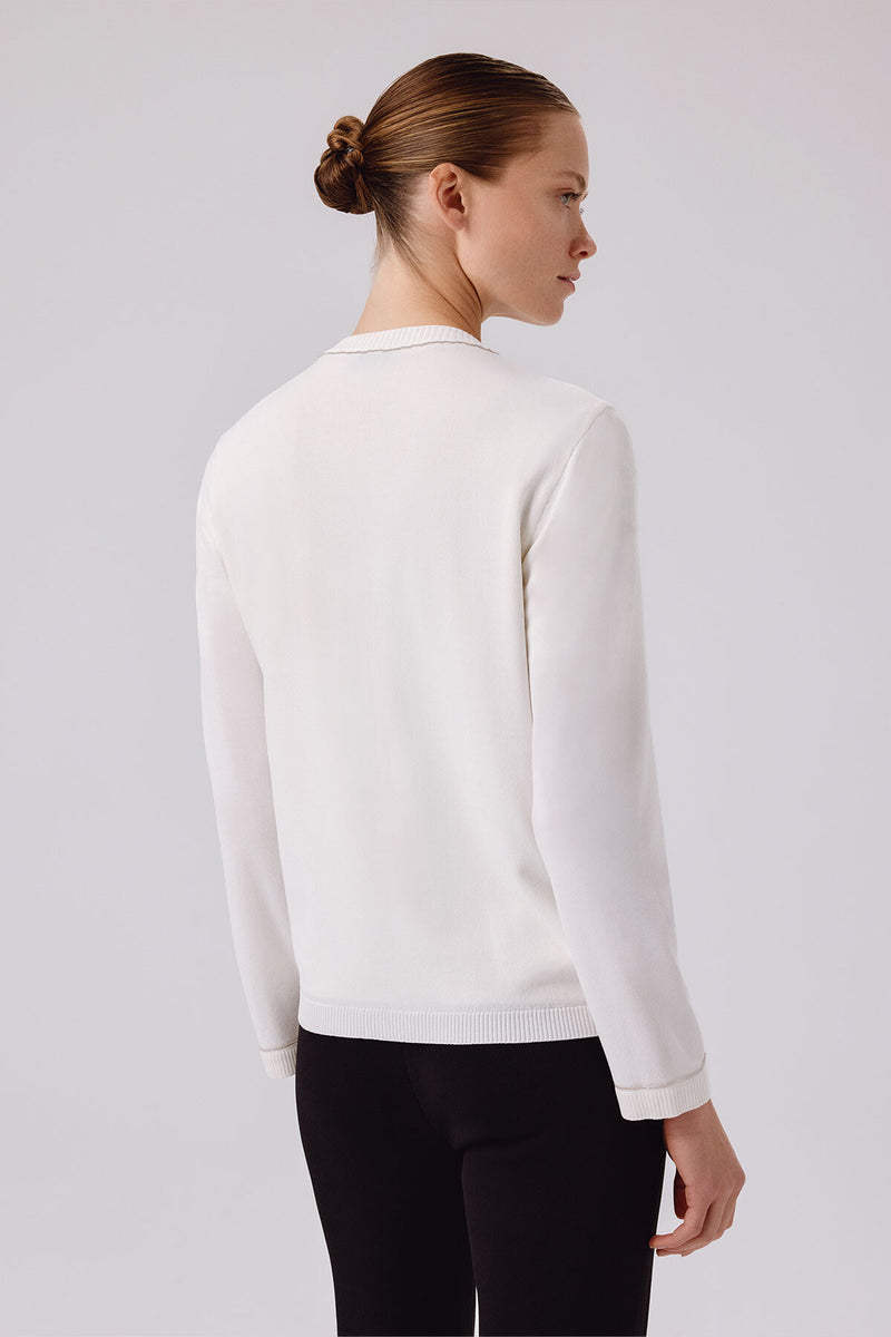 Ecru Lace-Detailed Buttoned Women's Cardigan