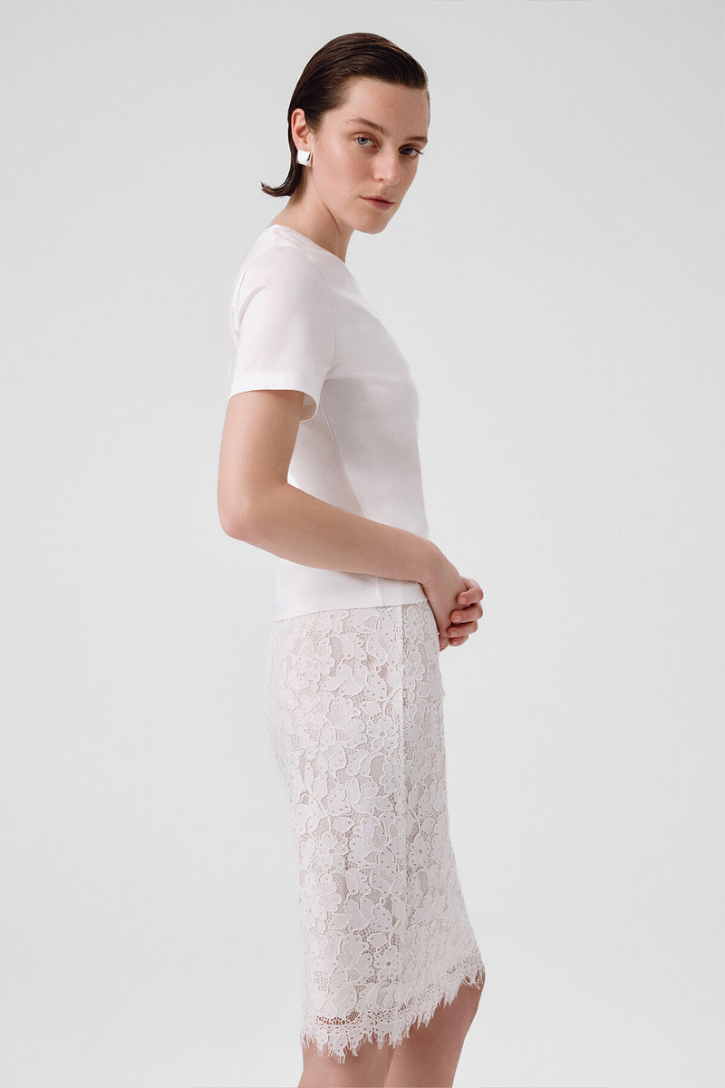 Ecru Lace Midi Skirt