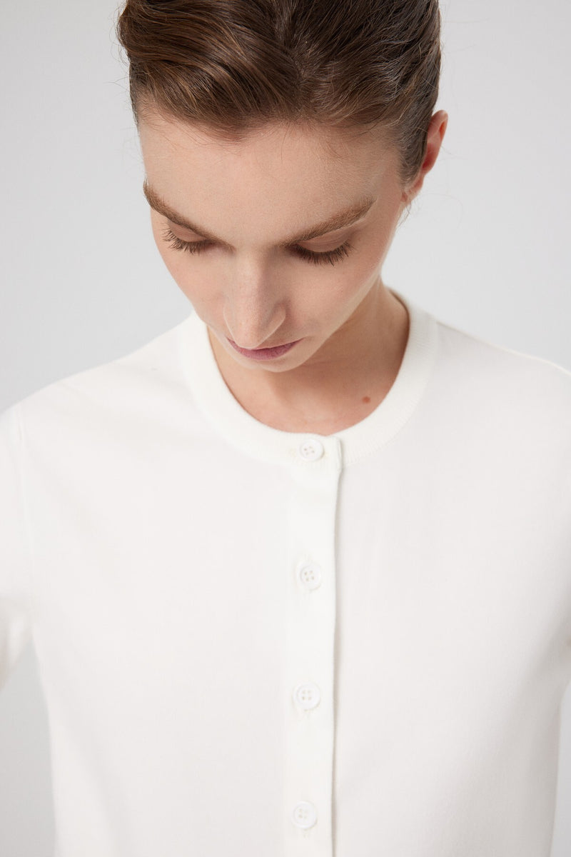 Ecru Button-Detailed Women's Cardigan