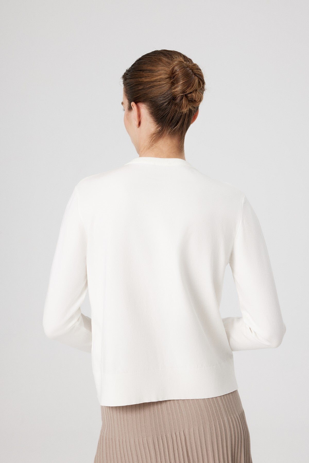 Ecru Button-Detailed Women's Cardigan