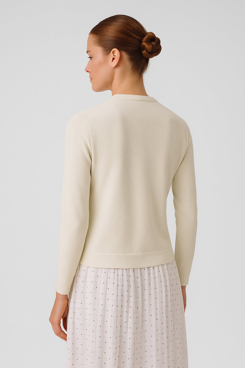Ecru Buttoned Women's Cardigan