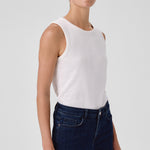 Ecru Ribbed Sleeveless Women's Athletic Shirt