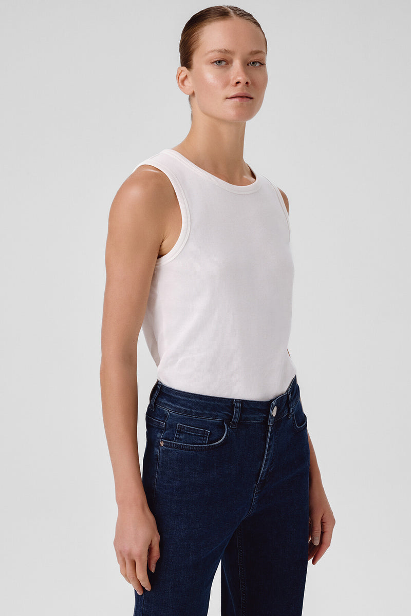 Ecru Ribbed Sleeveless Women's Athletic Shirt