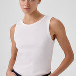 Ecru Ribbed Sleeveless Women's Athletic Shirt