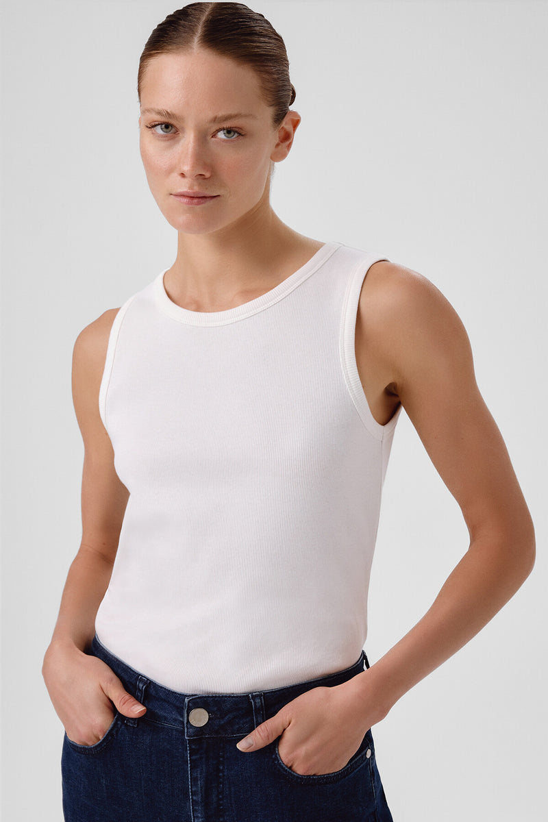 Ecru Ribbed Sleeveless Women's Athletic Shirt