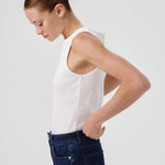 Ecru Ribbed Sleeveless Women's Athletic Shirt