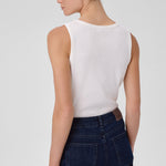 Ecru Ribbed Sleeveless Women's Athletic Shirt