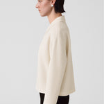 Ecru Shirt Collar Zipper Women's Jacket