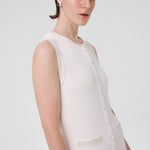 Ecru Pearl Embroidered Pleated Long Dress