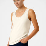 Ecru Thick-Strapped Round Neck Women's Athletic Shirt
