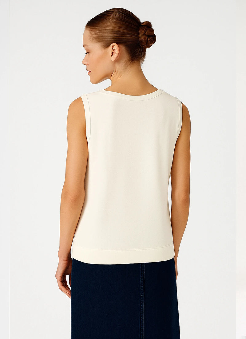 Ecru Thick-Strapped Round Neck Women's Athletic Shirt