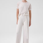 Ecru Belted Wide-Leg Women's Pants