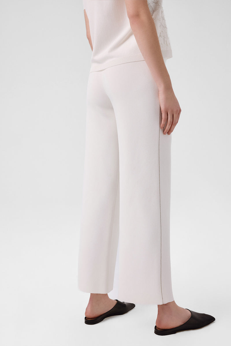 Ecru Belted Wide-Leg Women's Pants