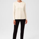 Ecru Contrast Fabric Buttoned Women's Cardigan
