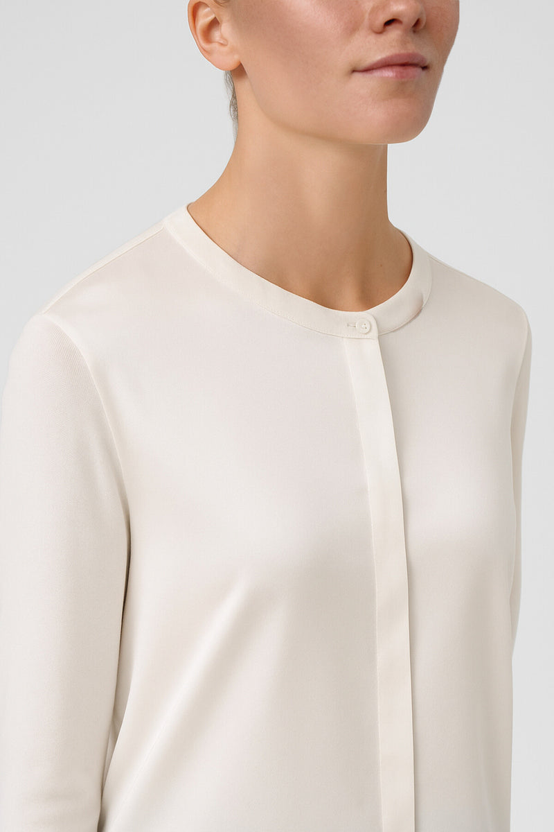 Ecru Contrast Fabric Buttoned Women's Cardigan