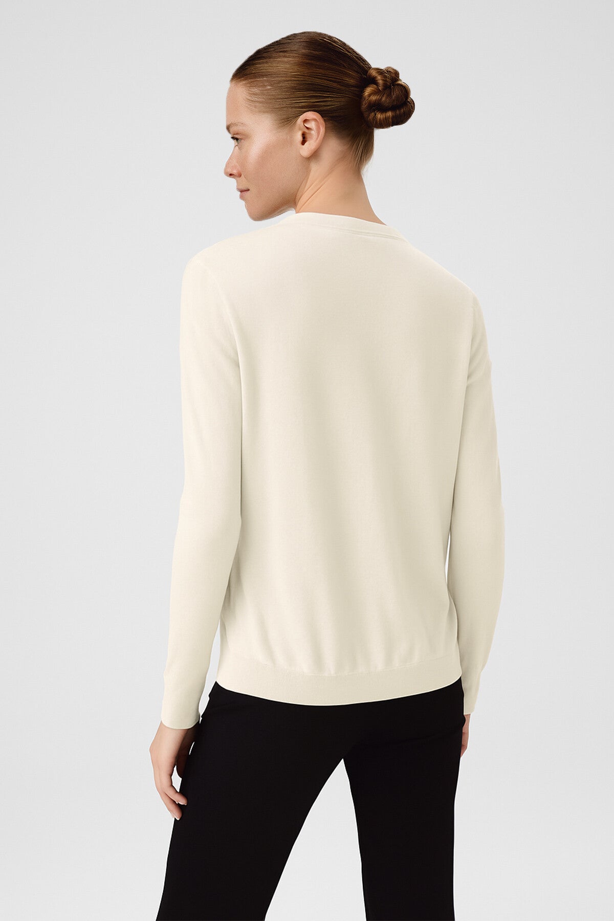 Ecru Contrast Fabric Buttoned Women's Cardigan