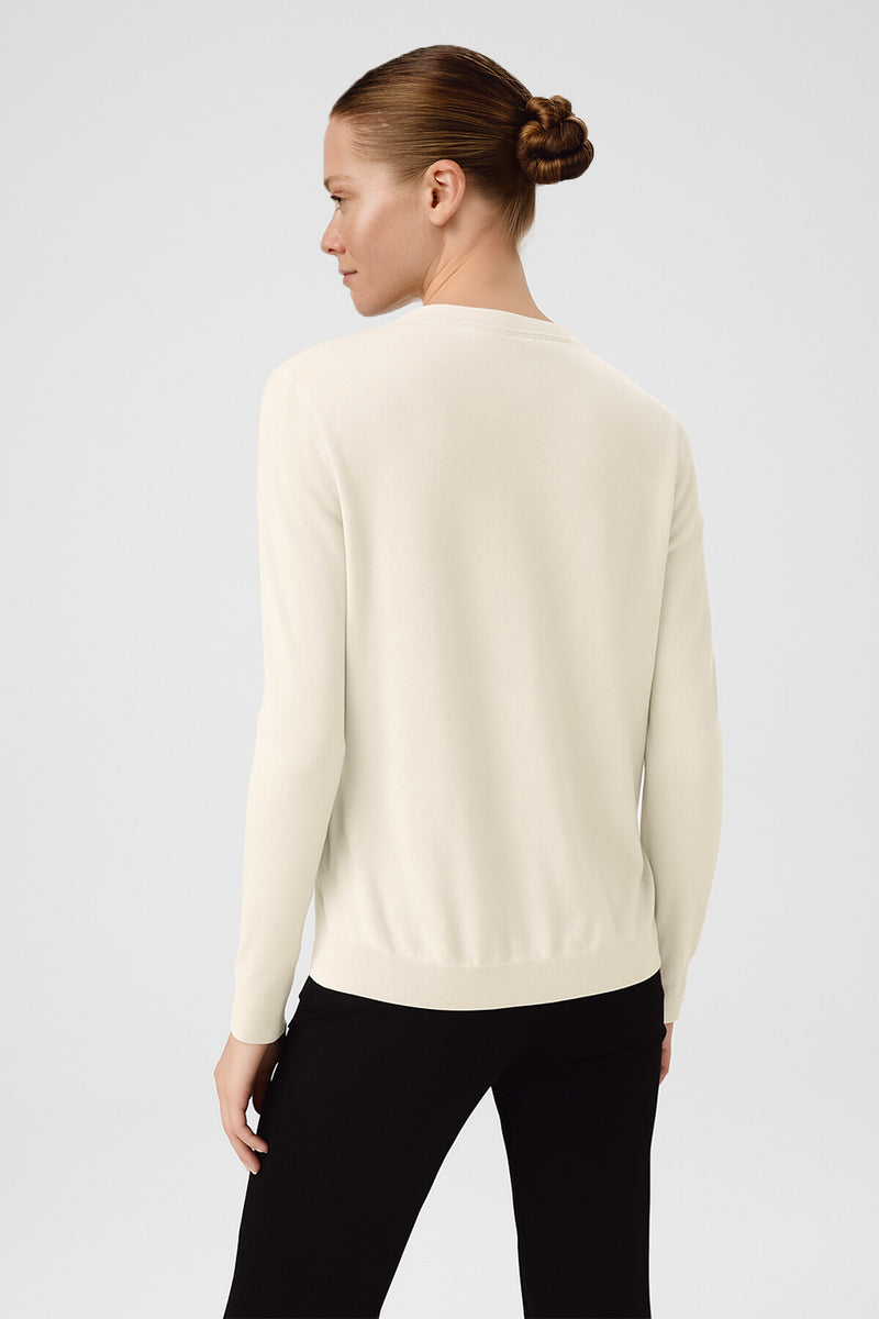 Ecru Contrast Fabric Buttoned Women's Cardigan