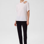 Ecru Shoulder Stone-Embroidered Women's T-Shirt