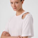 Ecru Shoulder Stone-Embroidered Women's T-Shirt