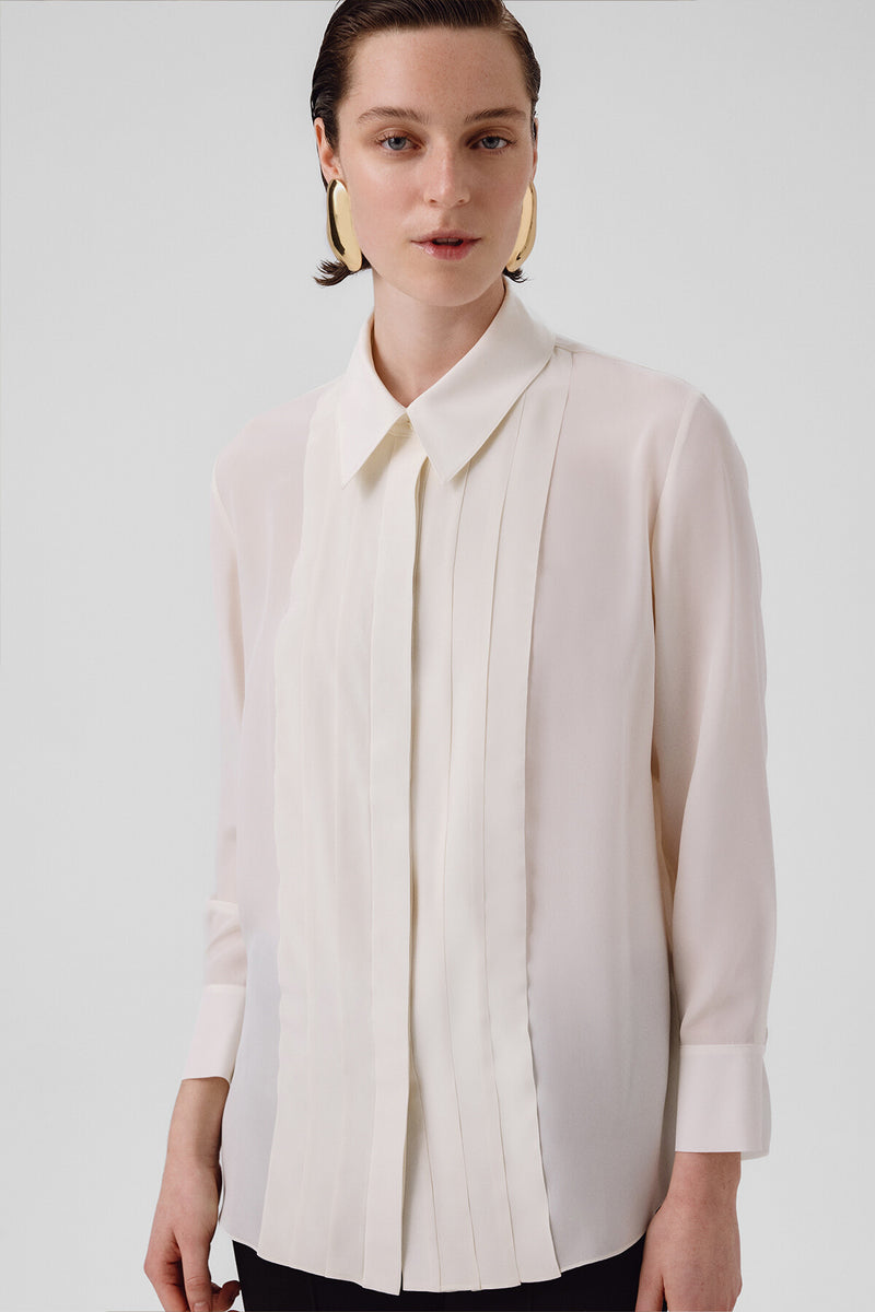 Ecru Front Stitch Detail Women's Shirt