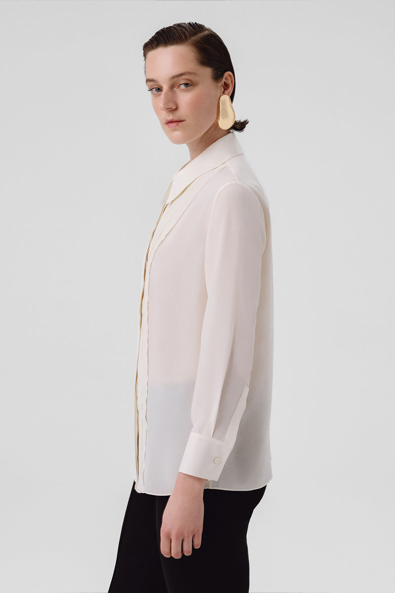 Ecru Front Stitch Detail Women's Shirt