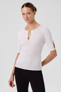 Ecru Window Detail Pearl Women's Sweater