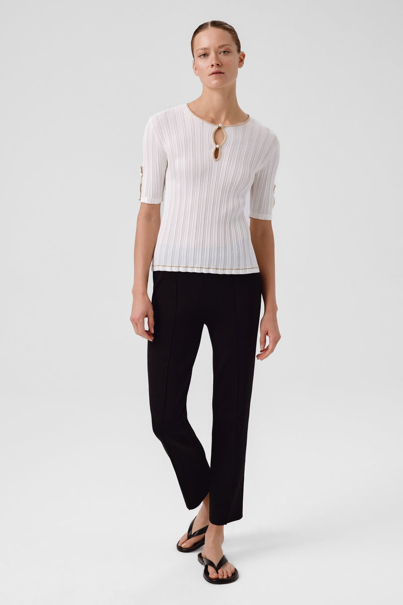 Ecru Window Detail Pearl Women's Sweater