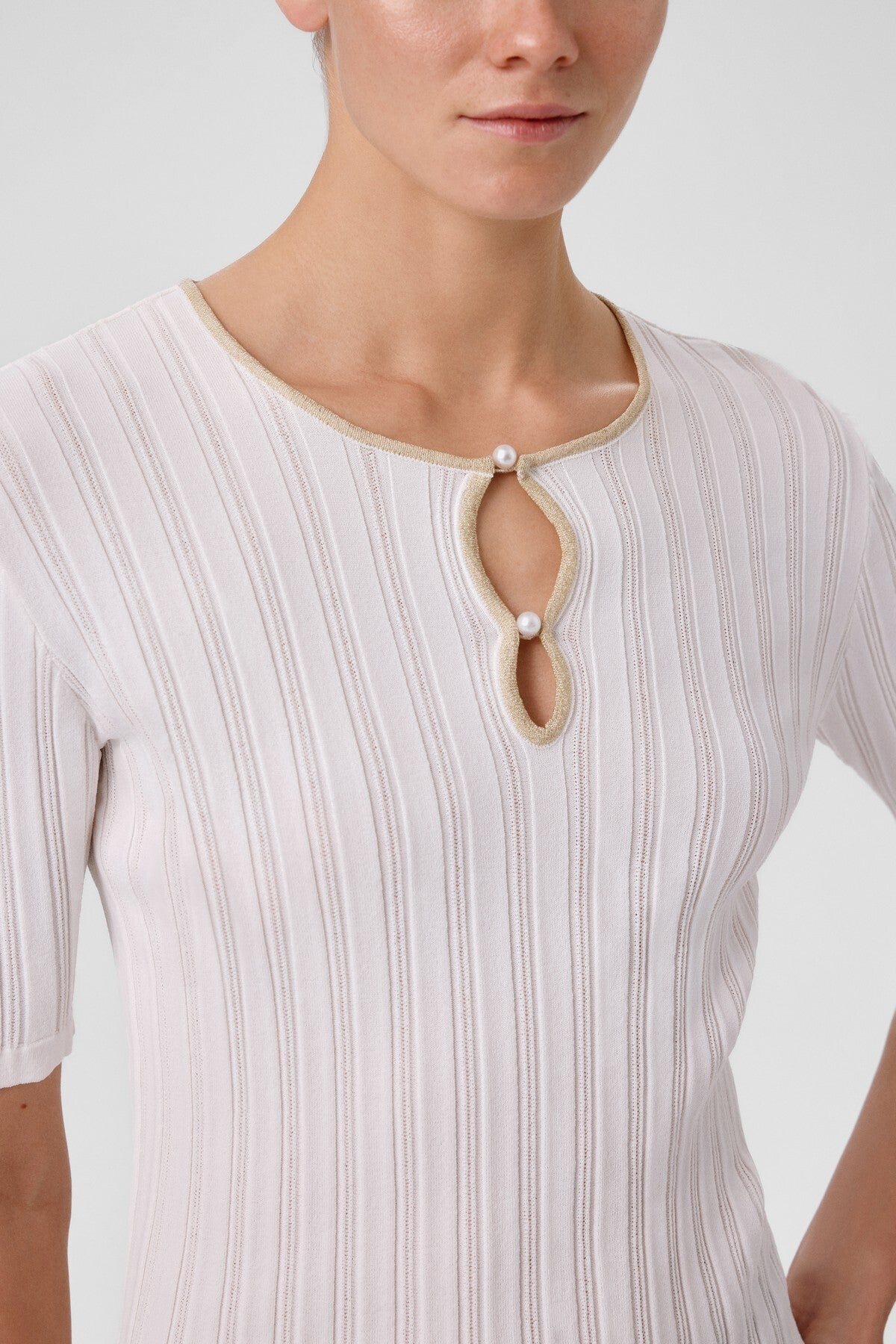 Ecru Window Detail Pearl Women's Sweater
