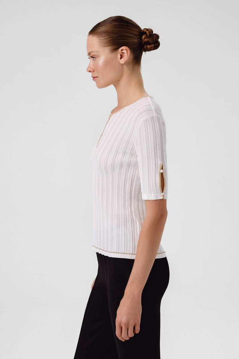 Ecru Window Detail Pearl Women's Sweater