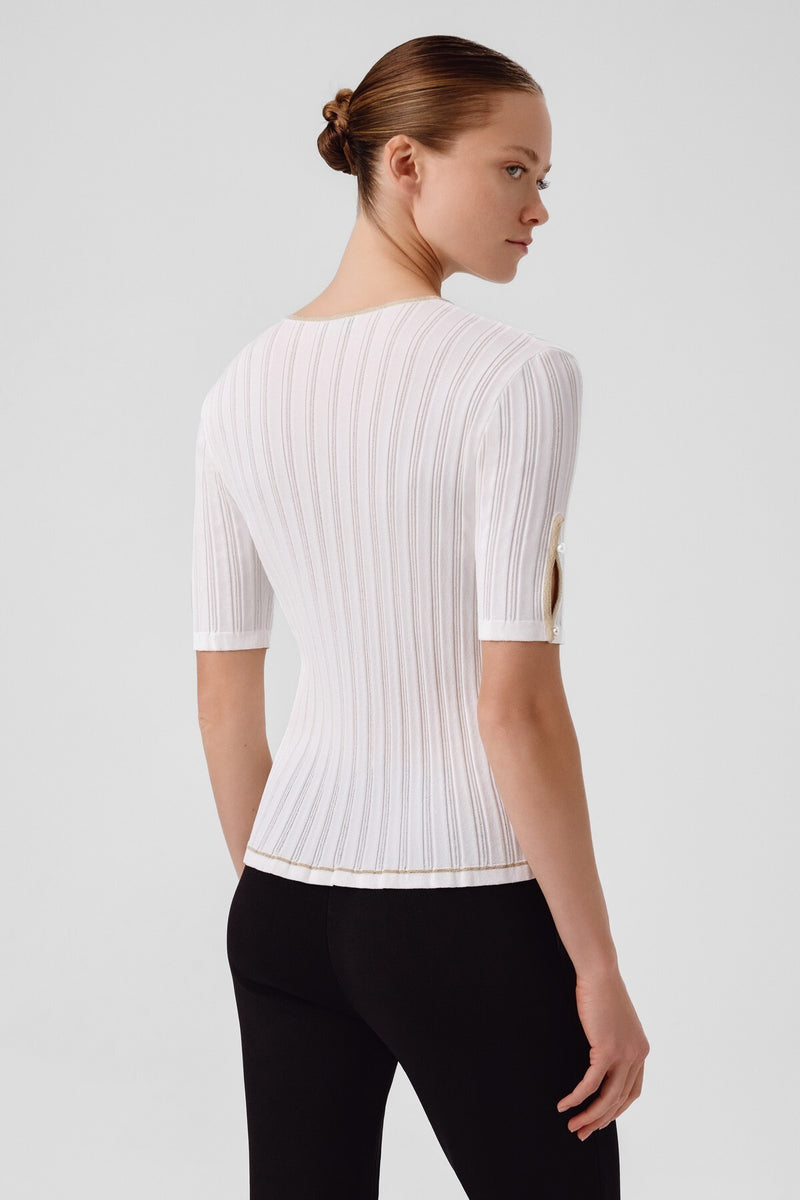 Ecru Window Detail Pearl Women's Sweater