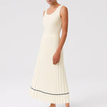 Ecru Pleated Long Skirt