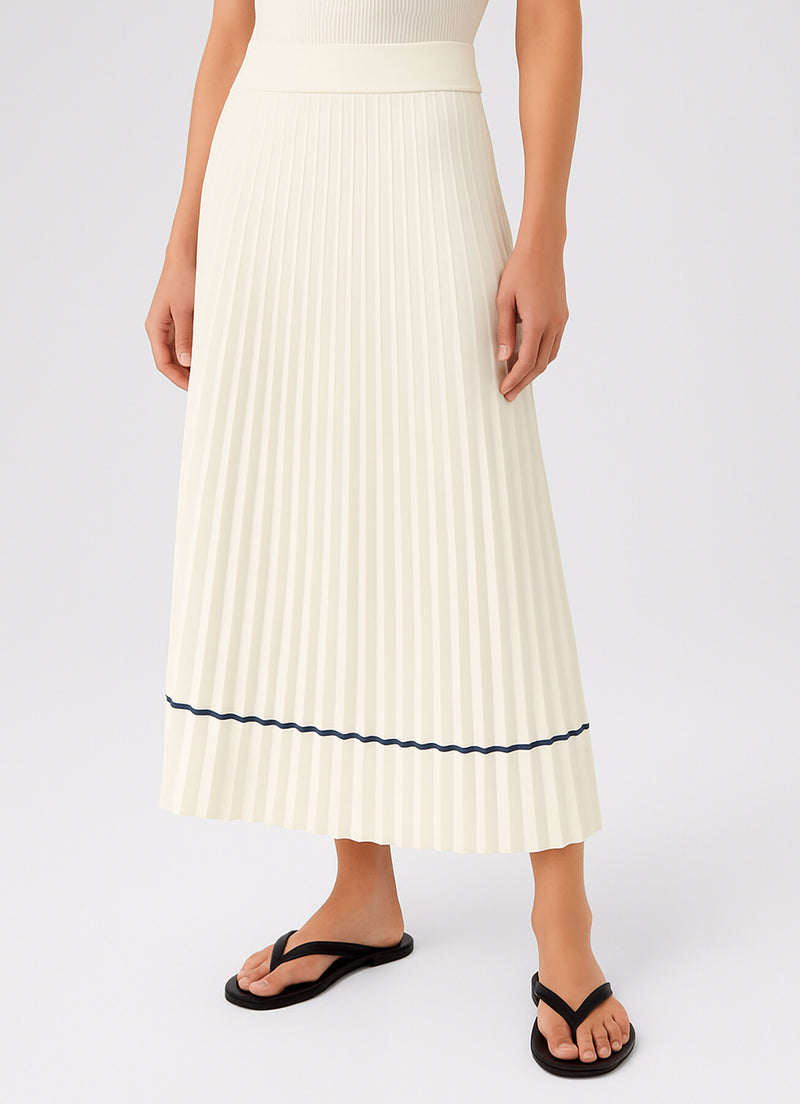Ecru Pleated Long Skirt