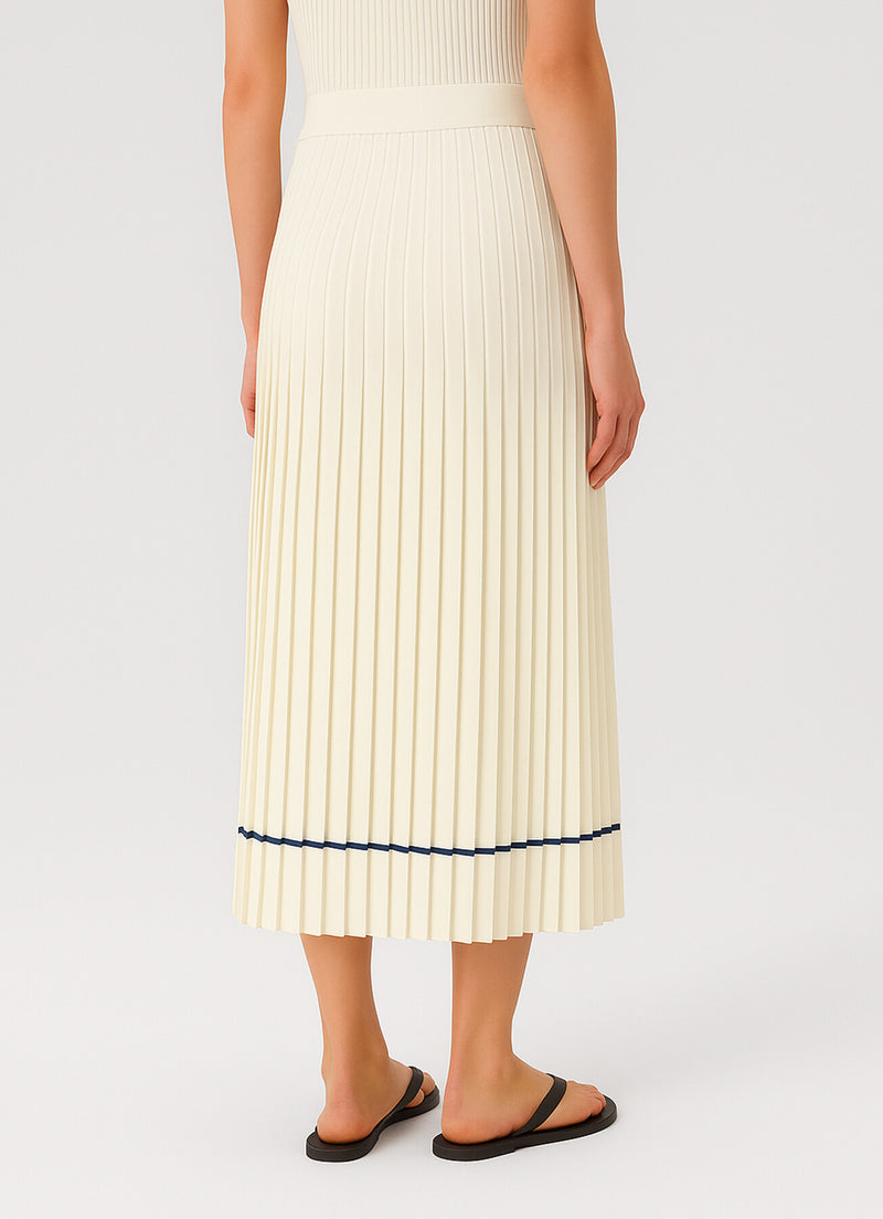 Ecru Pleated Long Skirt
