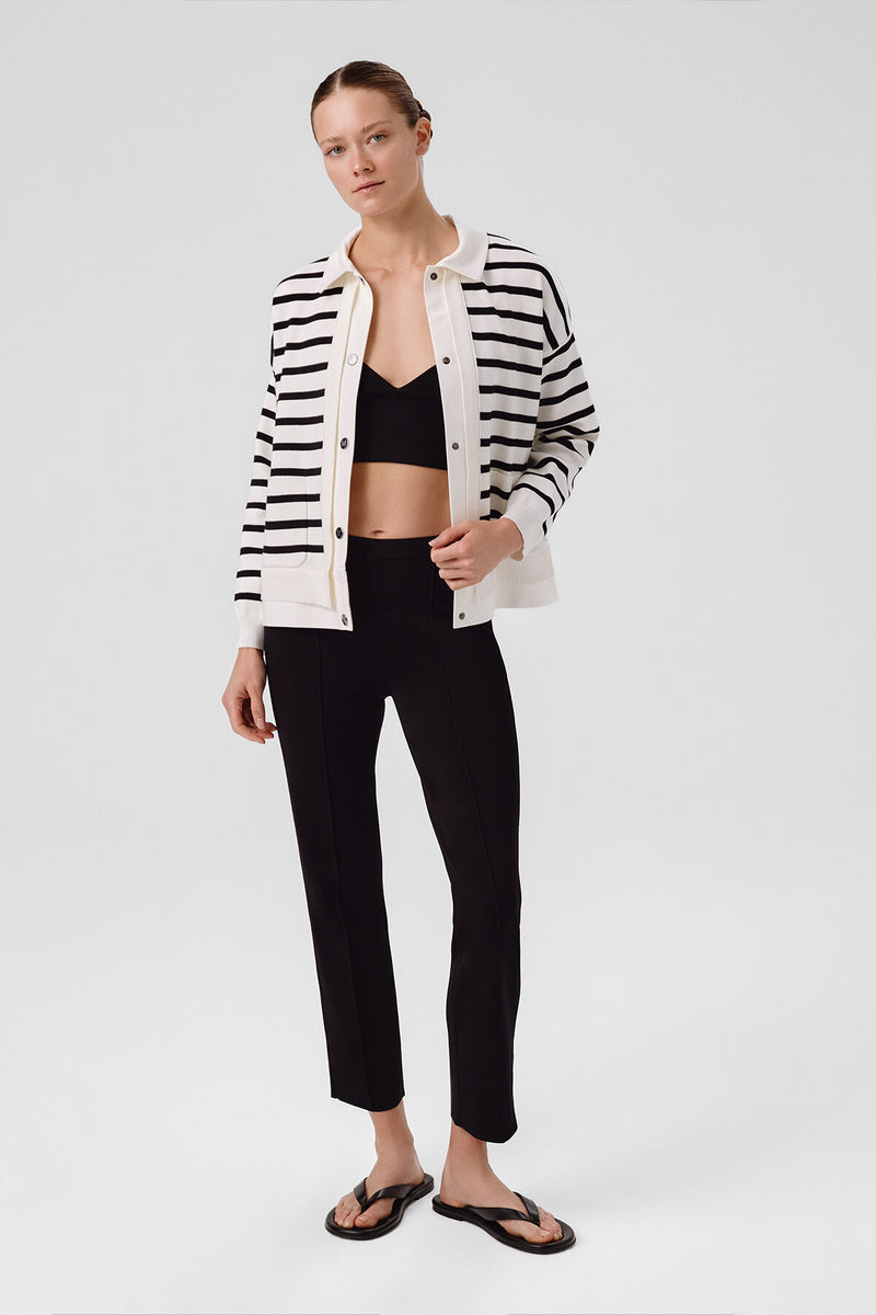 Ecru Black Striped Women's Jacket