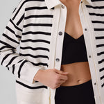 Ecru Black Striped Women's Jacket