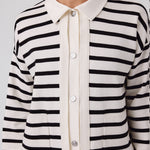 Ecru Black Striped Women's Jacket