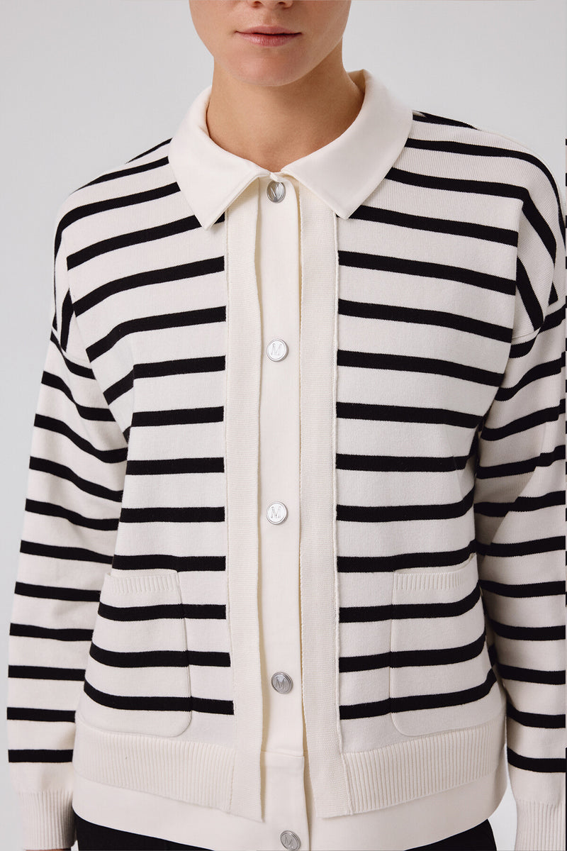 Ecru Black Striped Women's Jacket