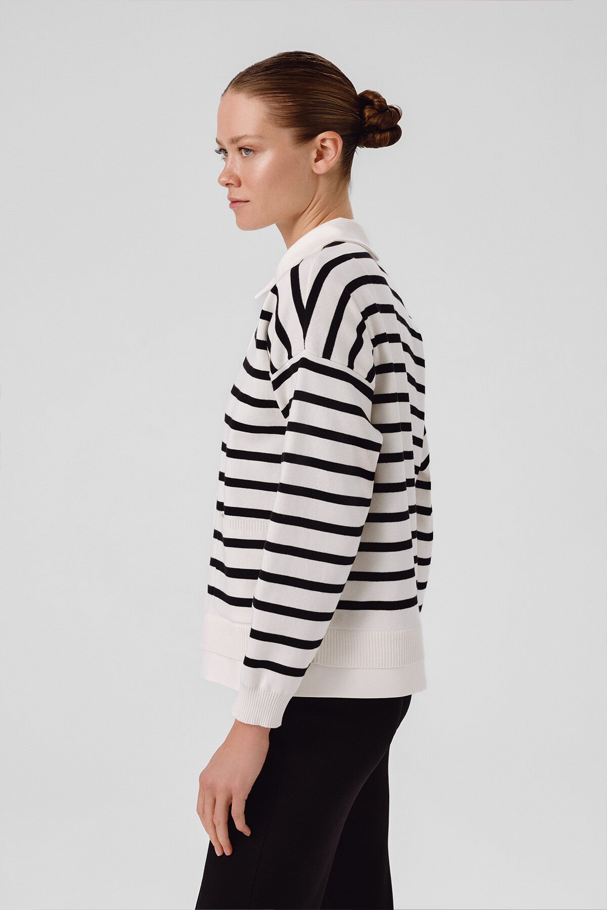 Ecru Black Striped Women's Jacket